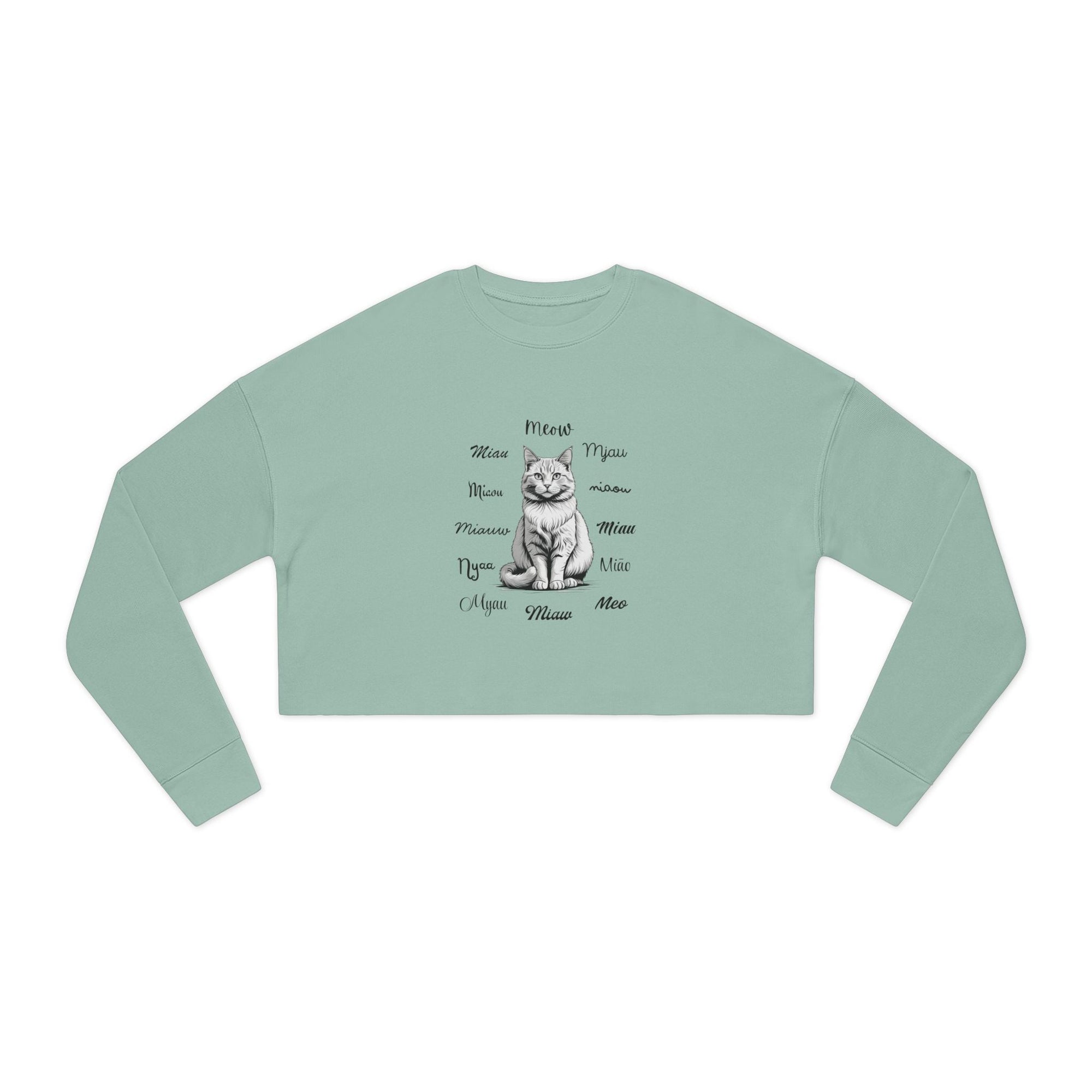 Worldly Cat Lover's Cropped Sweatshirt - Clothing, Sweatshirts, Crop - EpiAl's Shop