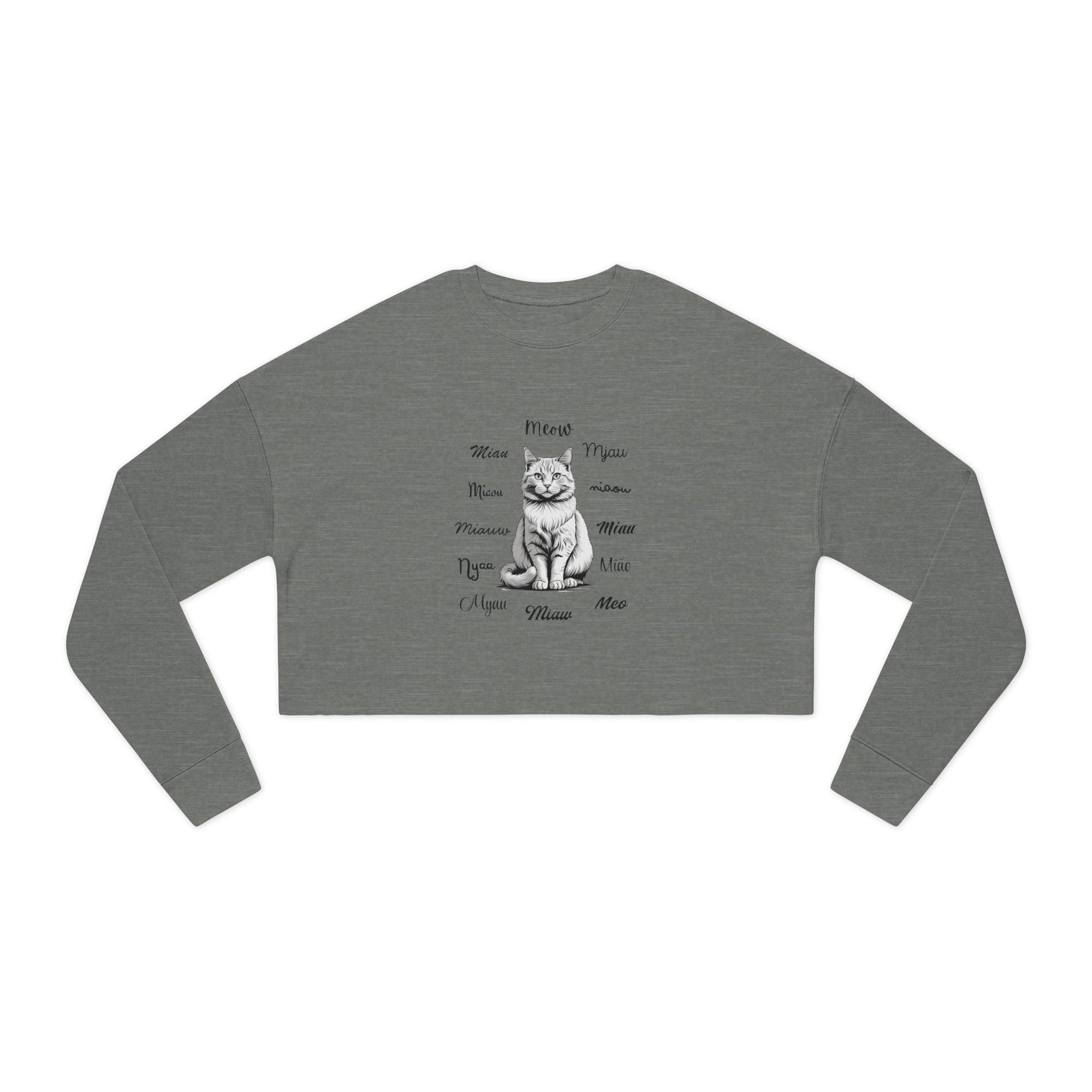 Worldly Cat Lover's Cropped Sweatshirt - Clothing, Sweatshirts, Crop - EpiAl's Shop