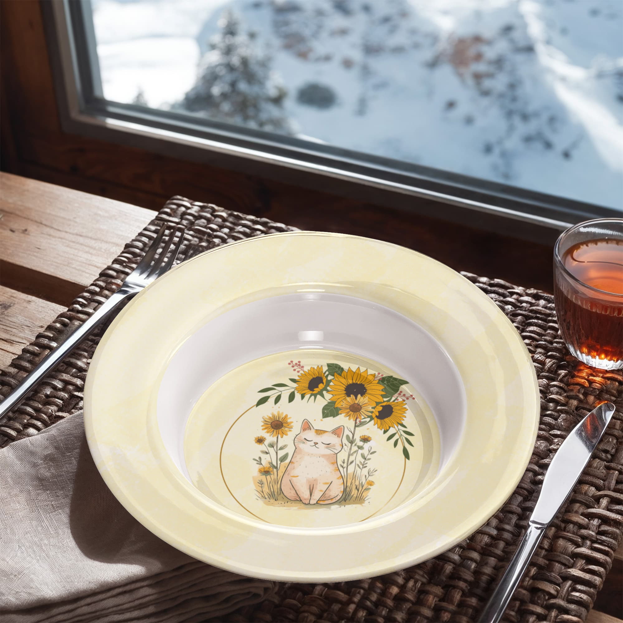 Yellow Sunflower Kitty Collectible Bowl - Decor, Kitchen & Dining, Bowls - EpiAl's Shop