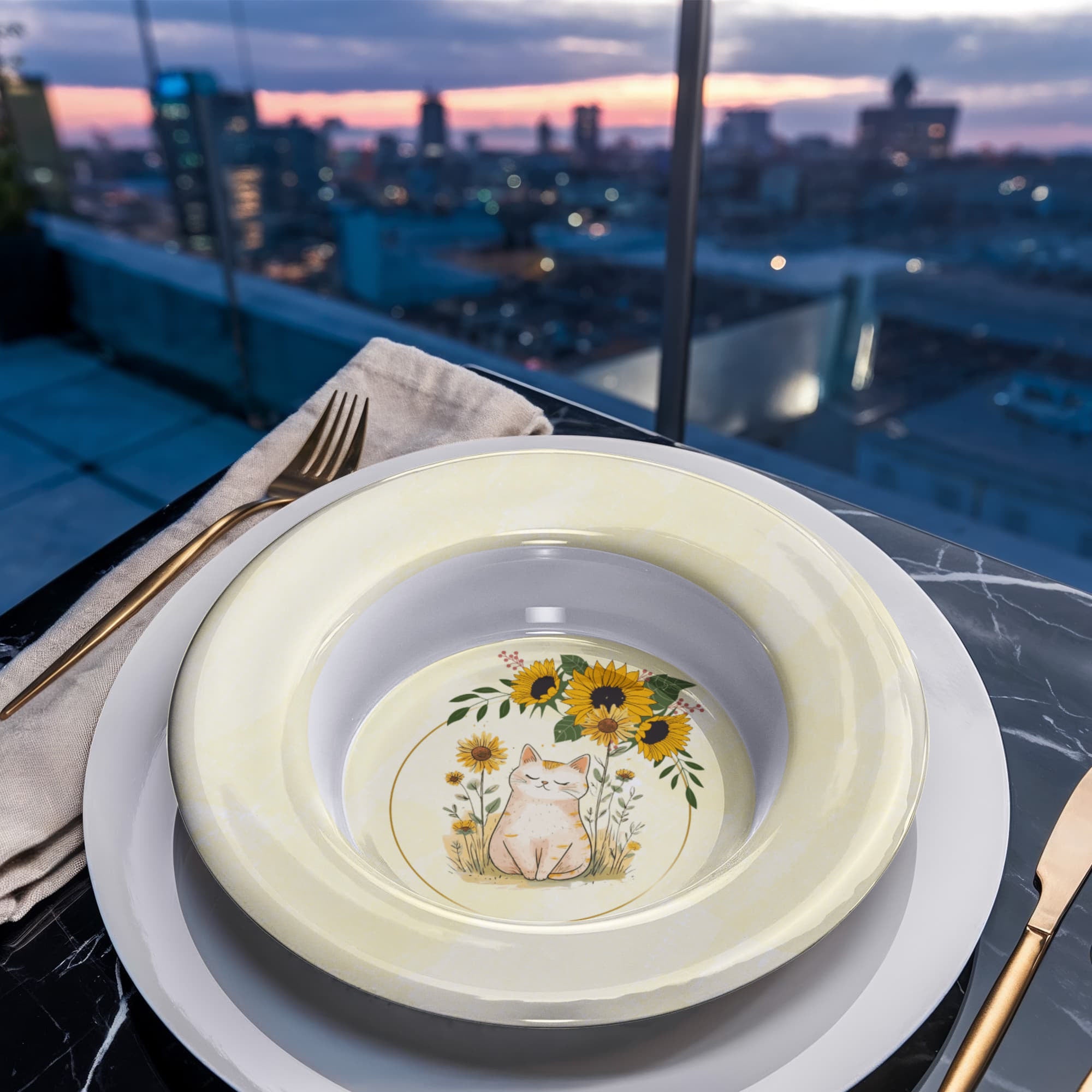 Yellow Sunflower Kitty Collectible Bowl - Decor, Kitchen & Dining, Bowls - EpiAl's Shop