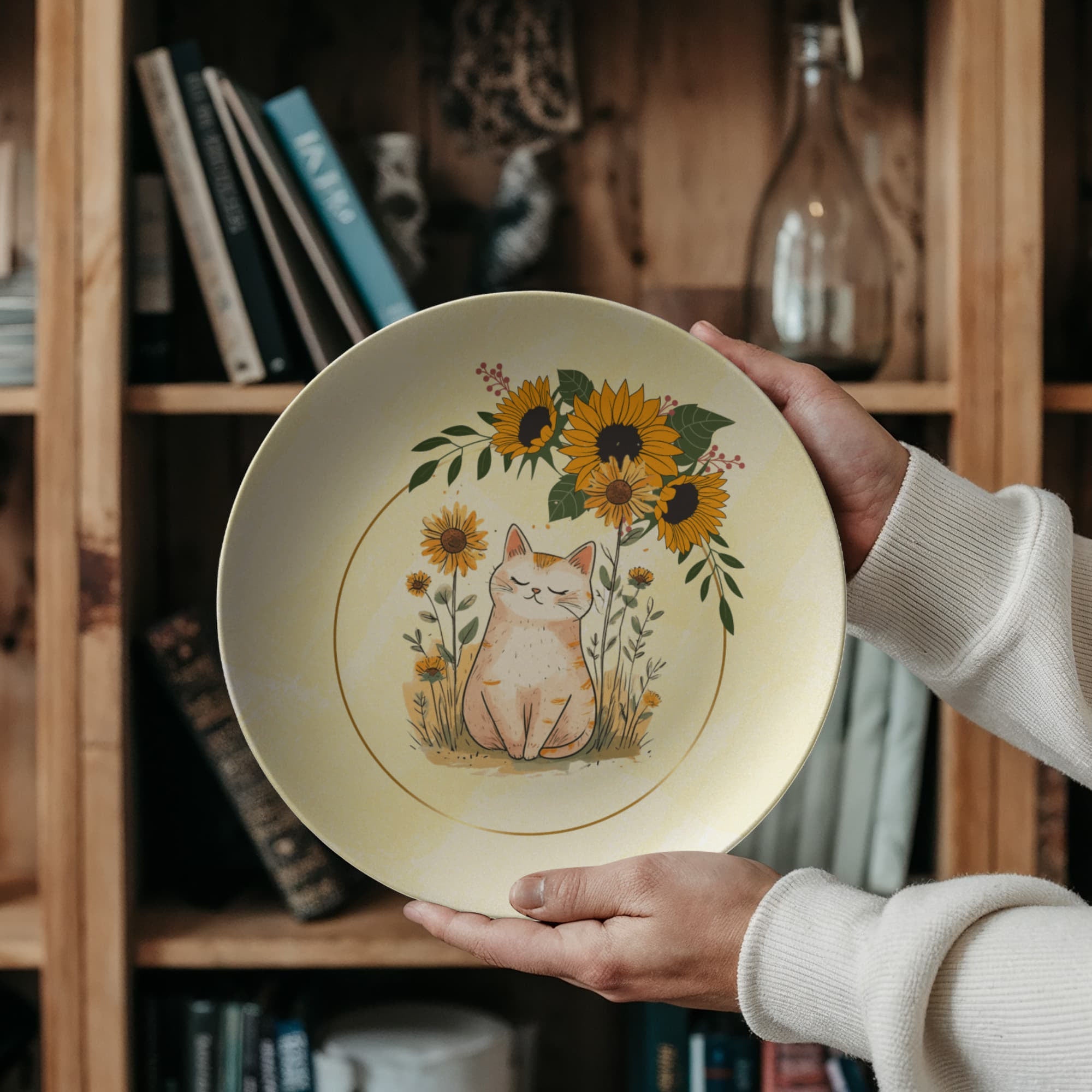 Yellow Sunflower Kitty Collectible Plate - Decor, Kitchen & Dining, Plates - EpiAl's Shop