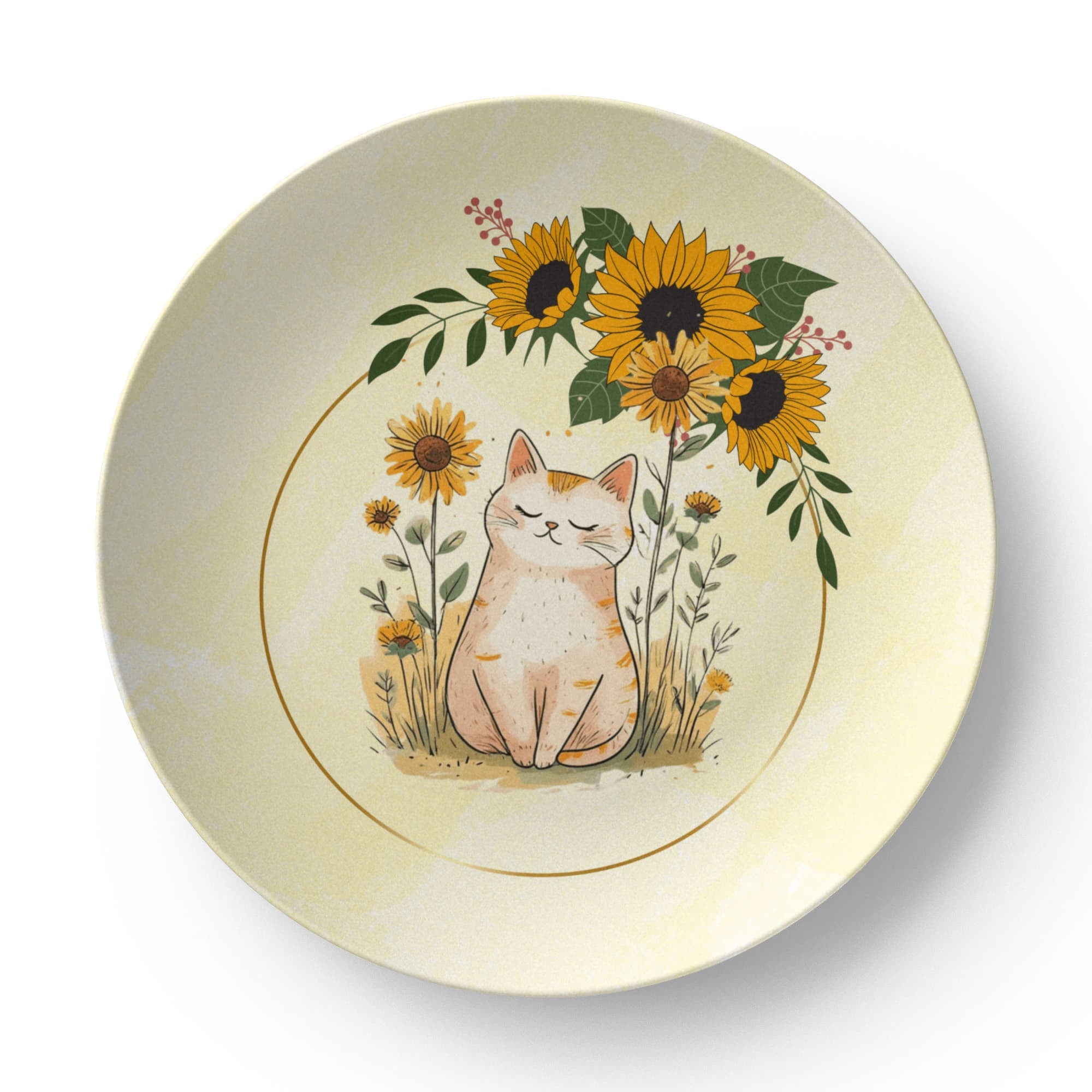 Yellow Sunflower Kitty Collectible Plate - Decor, Kitchen & Dining, Plates - EpiAl's Shop