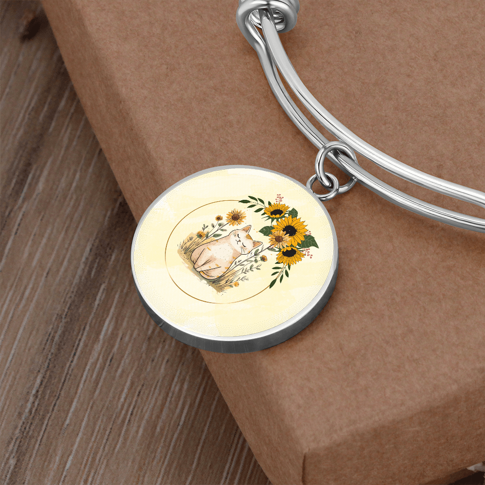 Yellow Sunflower Kitty Pendant Bracelet - Jewelry, Bracelets - EpiAl's Shop