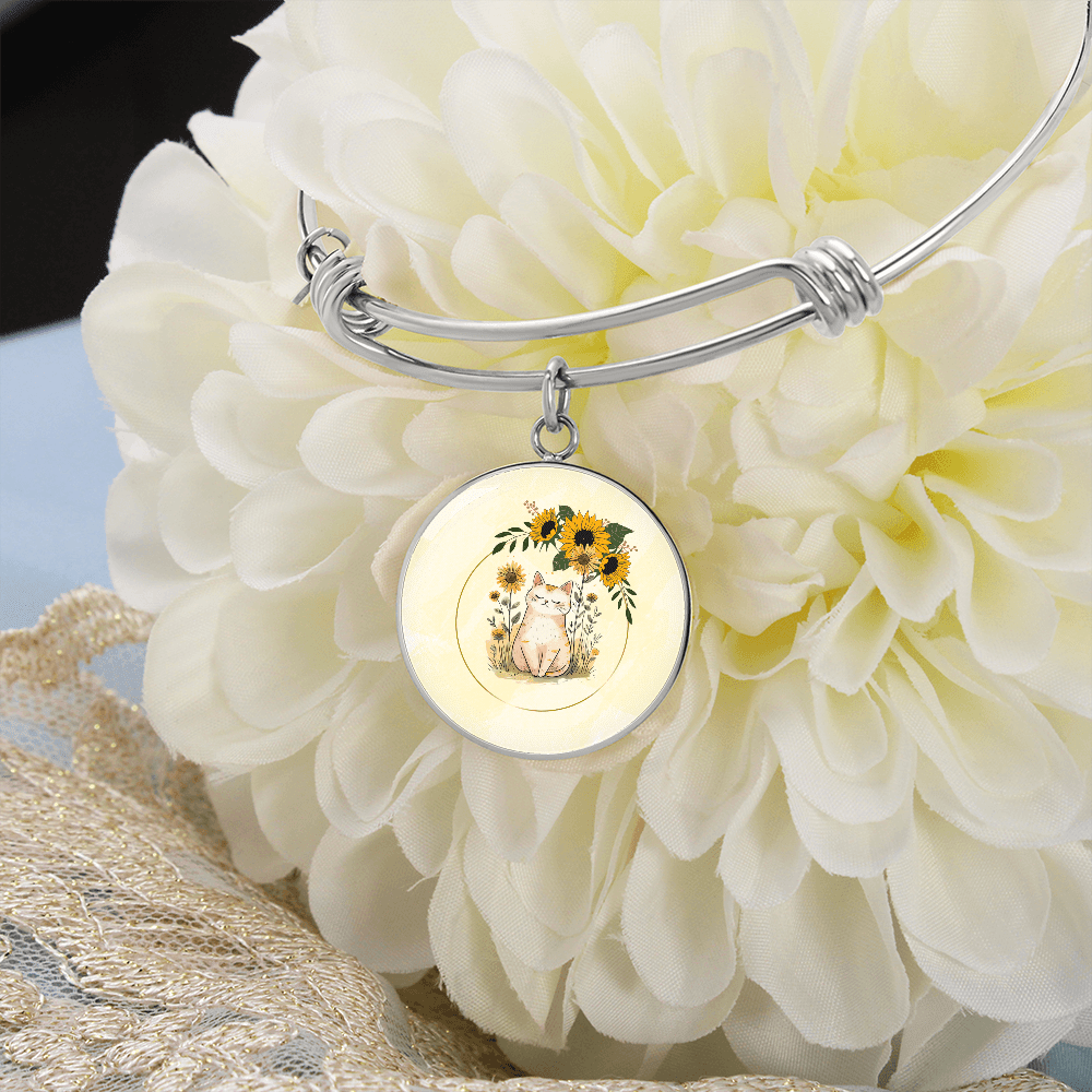 Yellow Sunflower Kitty Pendant Bracelet - Jewelry, Bracelets - EpiAl's Shop