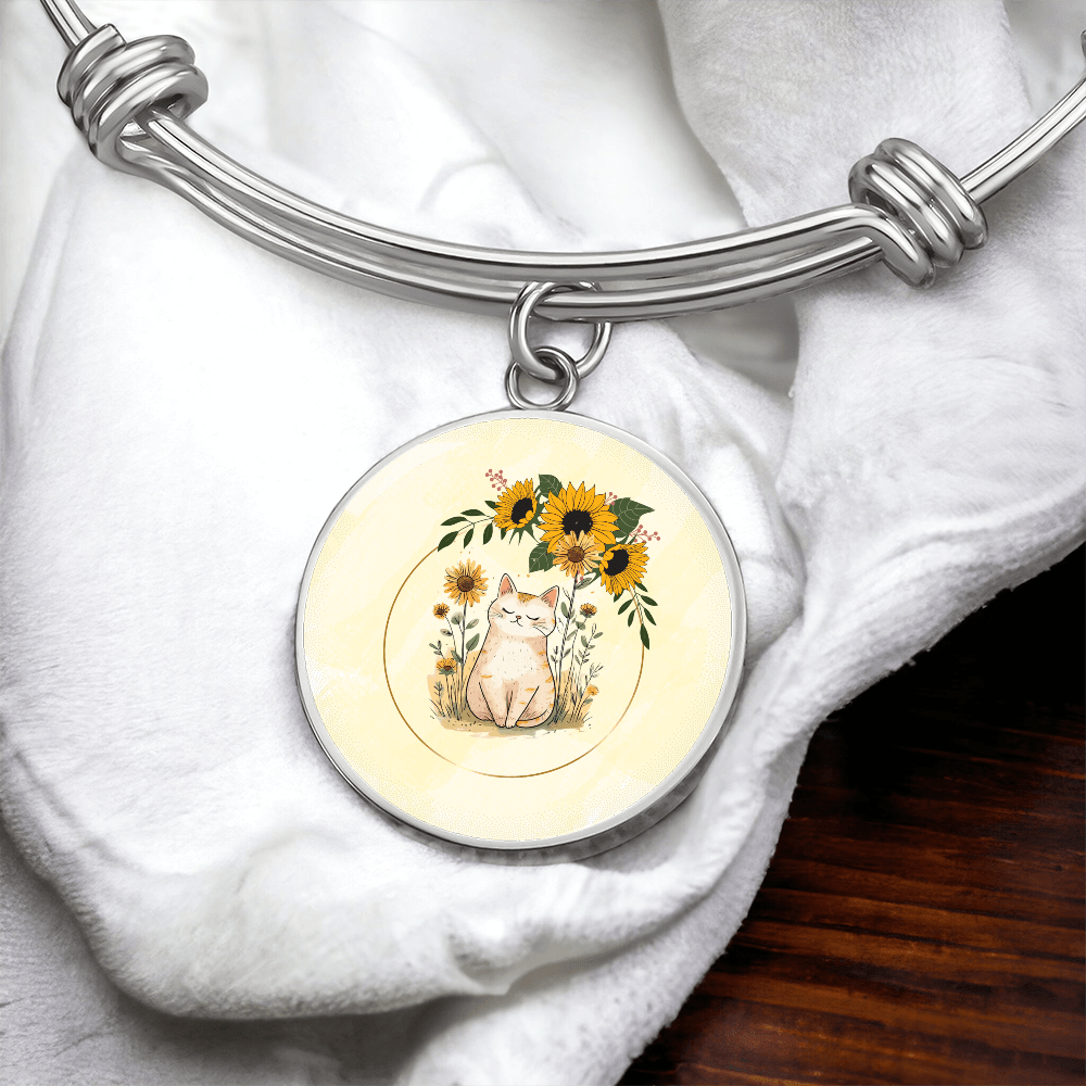 Yellow Sunflower Kitty Pendant Bracelet - Jewelry, Bracelets - EpiAl's Shop