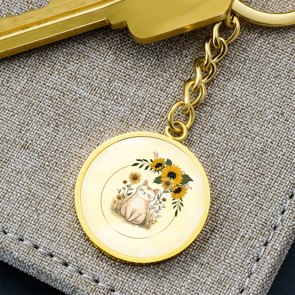 Yellow Sunflower Kitty Pendant Keychain - Jewelry, Keychains - EpiAl's Shop