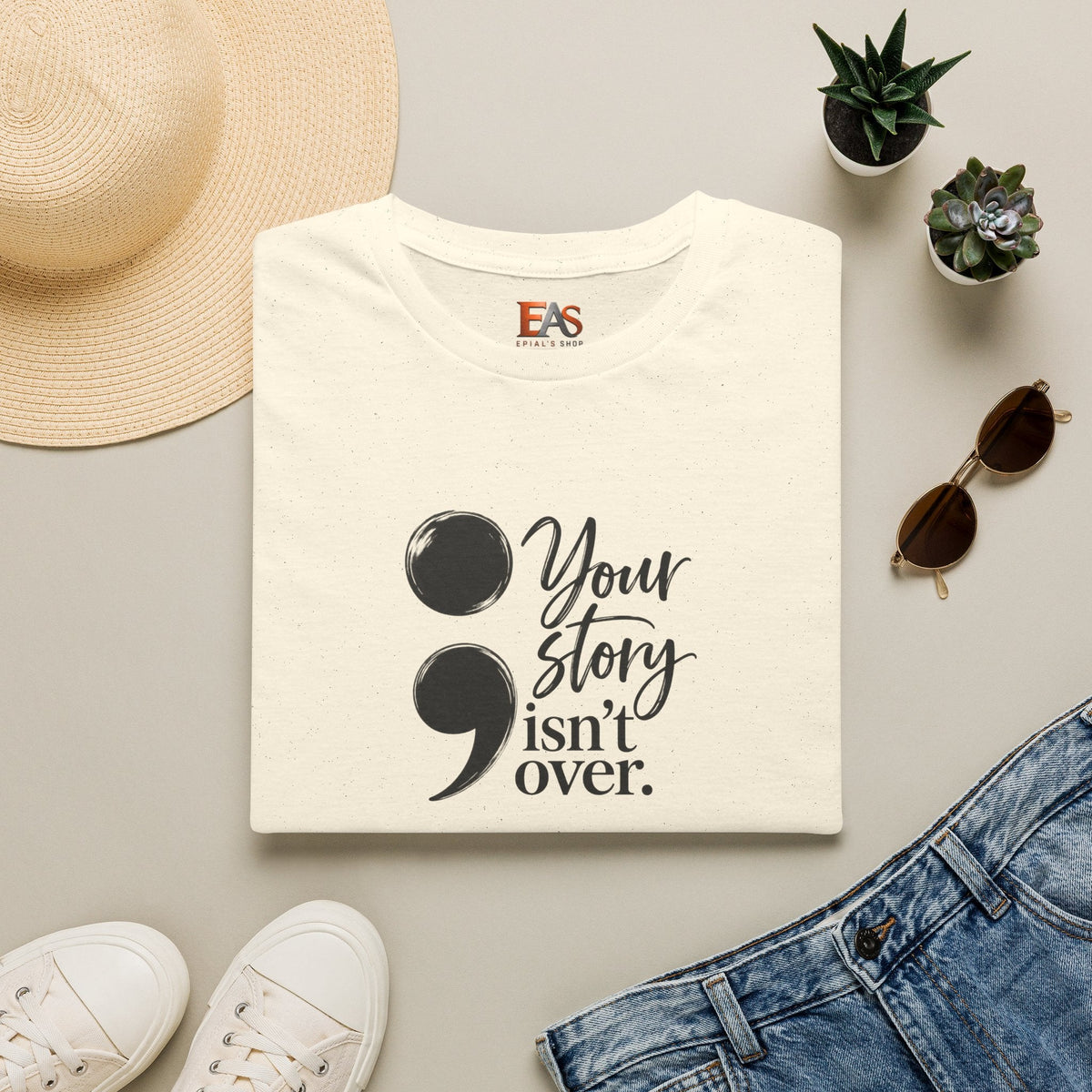 Your Story Isn’t Over Semicolon T-Shirt | Suicide Awareness & Mental Health Tee - Clothing, Unisex, T-Shirts - EpiAl's Shop
