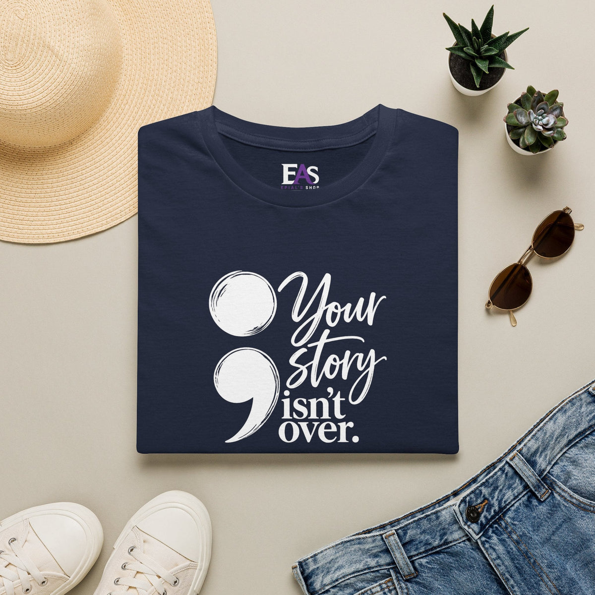 Your Story Isn’t Over Semicolon T-Shirt | Suicide Awareness & Mental Health Tee - Clothing, Unisex, T-Shirts - EpiAl's Shop