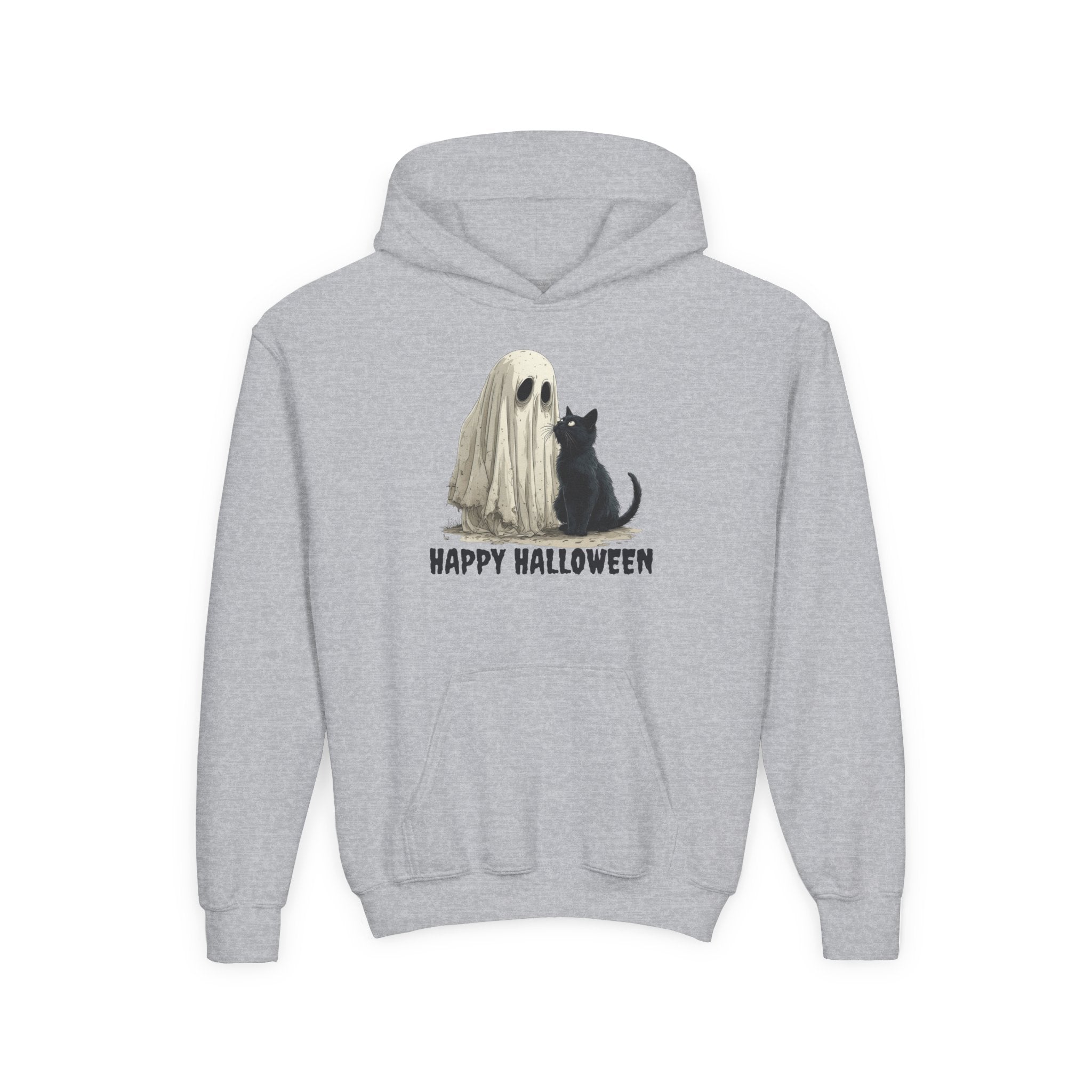 Youth Halloween Hoodie, Ghost and Cat Design - Clothing, Kids & Infants - EpiAl's Shop