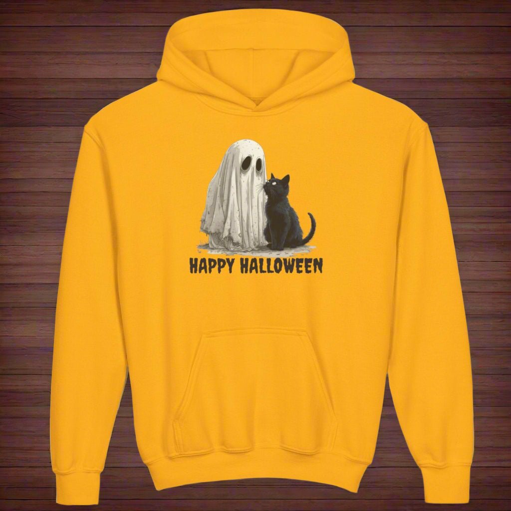 Youth Halloween Hoodie, Ghost and Cat Design - Clothing, Kids & Infants - EpiAl's Shop