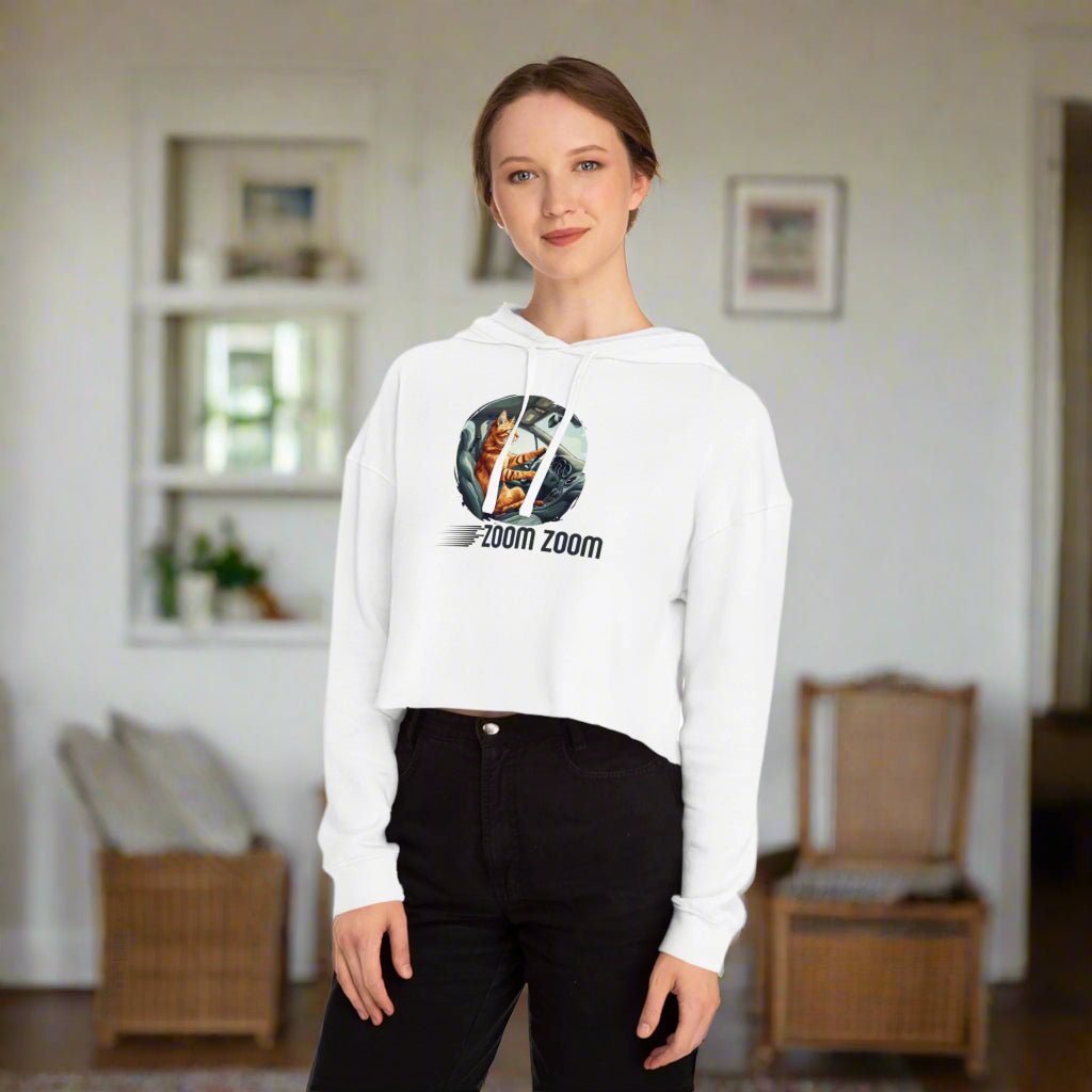 Zoom Zoom Zoomie Kitty Cropped Hoodie for Her - Clothing, Hoodies - EpiAl's Shop