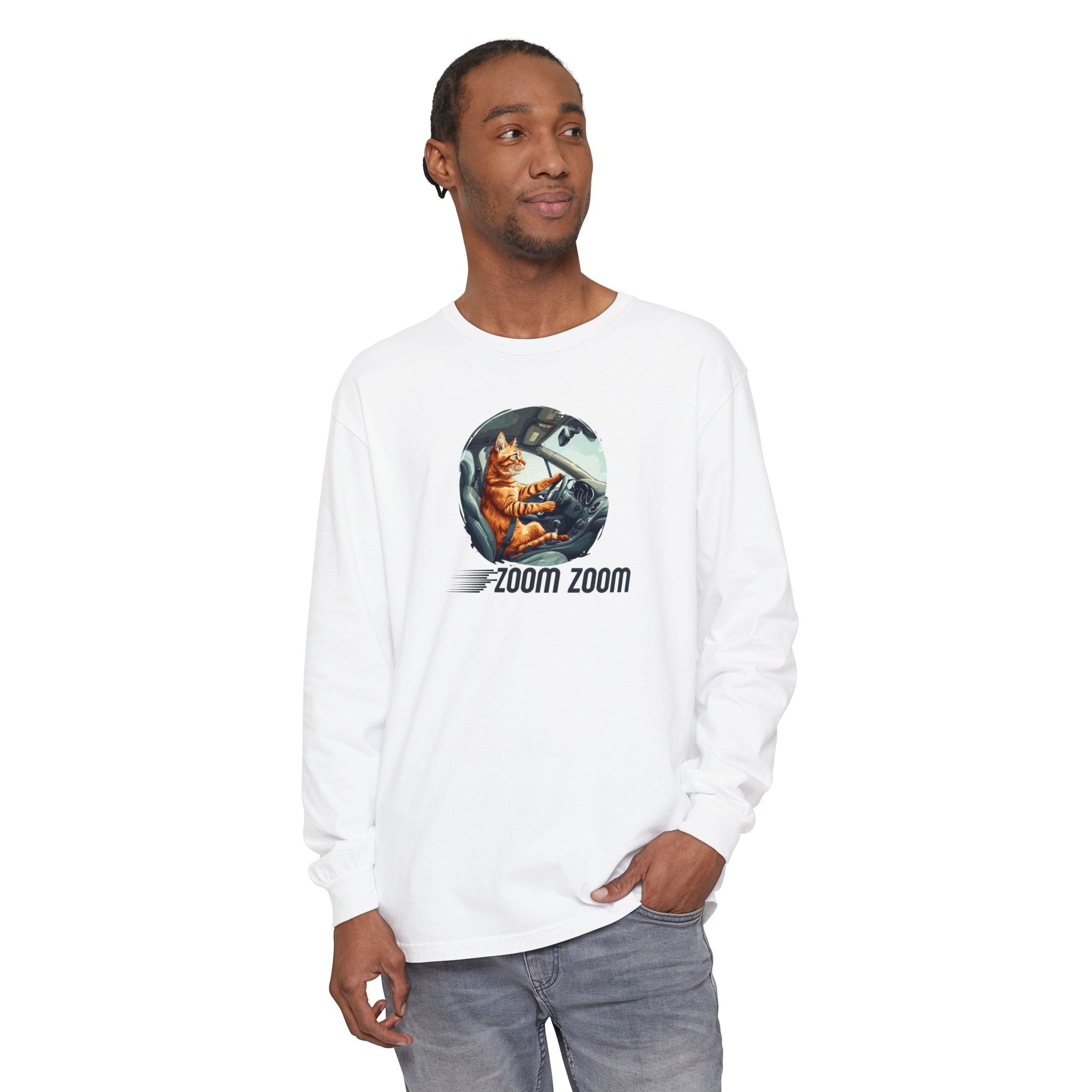 Zoom Zoom Zoomie Kitty Long Sleeve Tee, Unisex Spooky Shirt - Clothing, T-shirts, Long - Sleeve - EpiAl's Shop