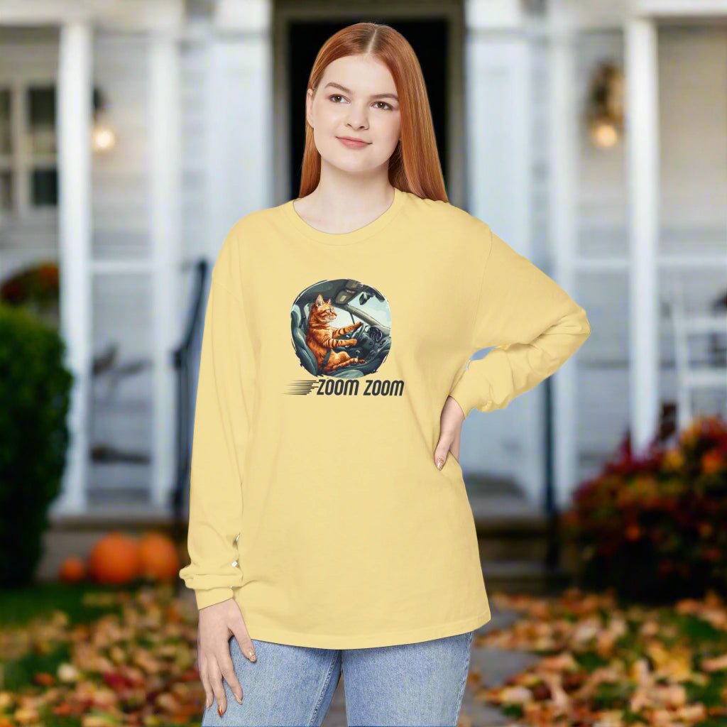 Zoom Zoom Zoomie Kitty Long Sleeve Tee, Unisex Spooky Shirt - Clothing, T-shirts, Long - Sleeve - EpiAl's Shop
