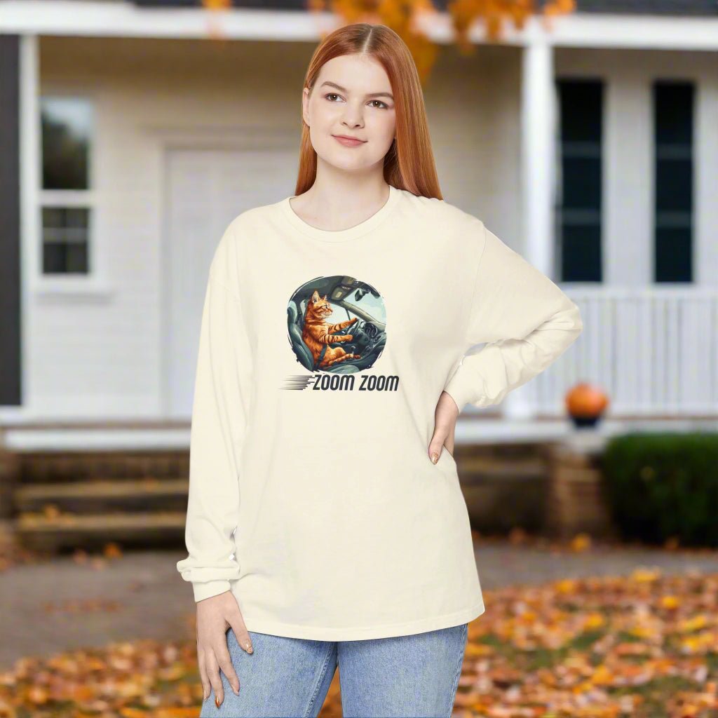 Zoom Zoom Zoomie Kitty Long Sleeve Tee, Unisex Spooky Shirt - Clothing, T-shirts, Long - Sleeve - EpiAl's Shop