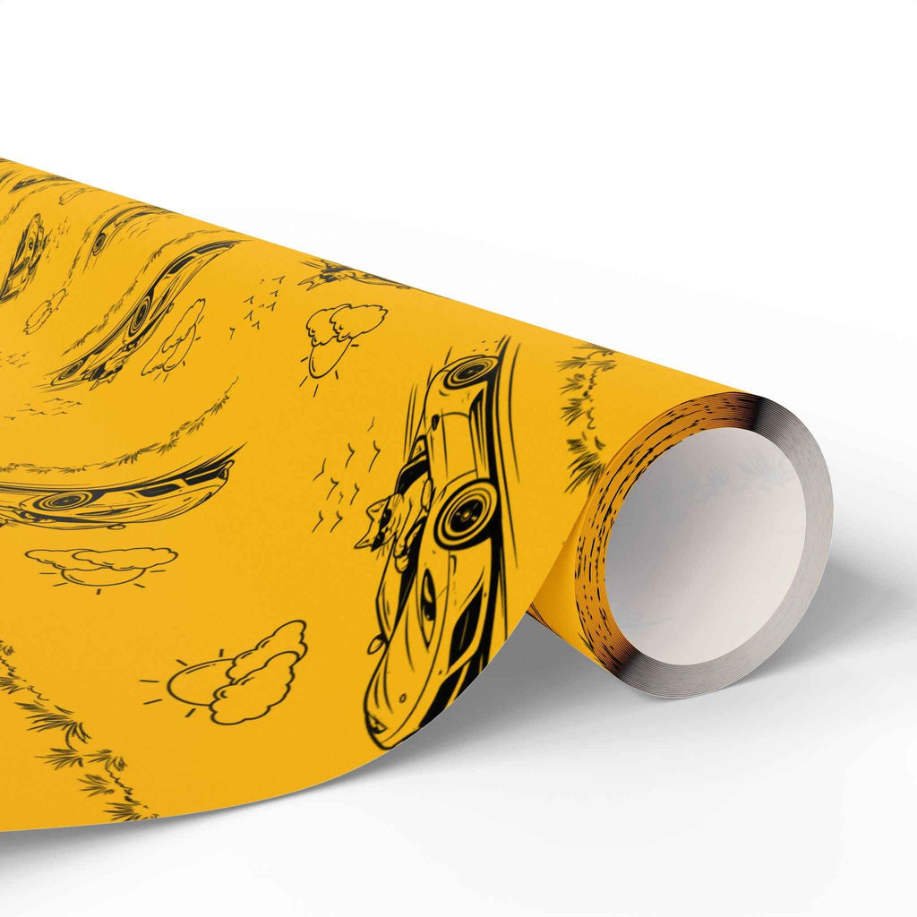 Zoomies Road Trip Cat Wrapping Paper – Golden Sketch Gift Wrap with Racing Cat Design - Gift Wrap, Paper - EpiAl's Shop