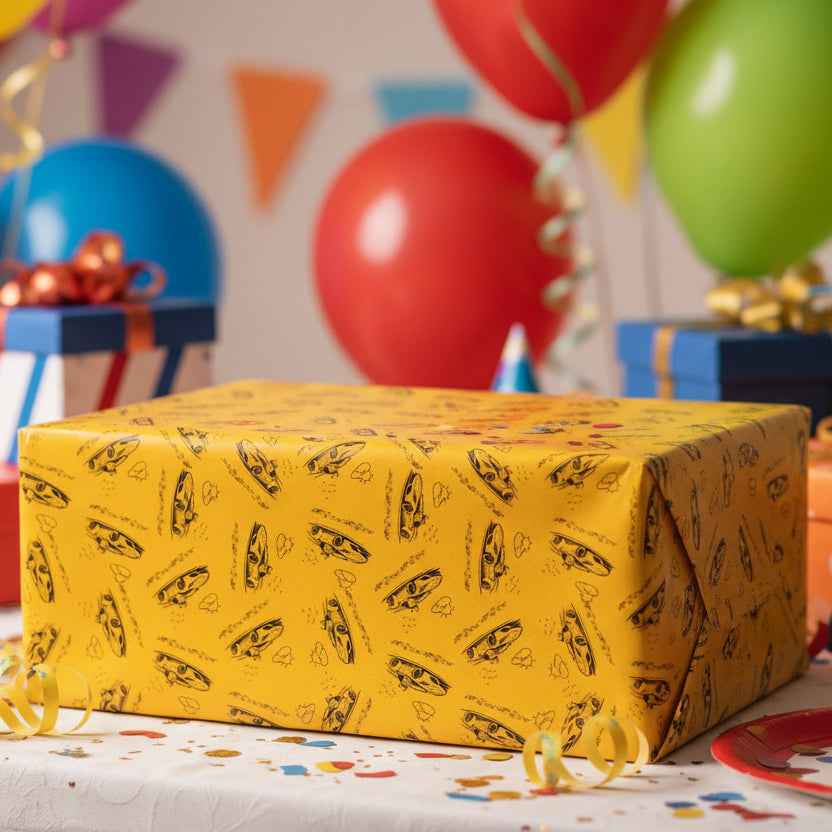 Zoomies Road Trip Cat Wrapping Paper – Golden Sketch Gift Wrap with Racing Cat Design - Gift Wrap, Paper - EpiAl's Shop