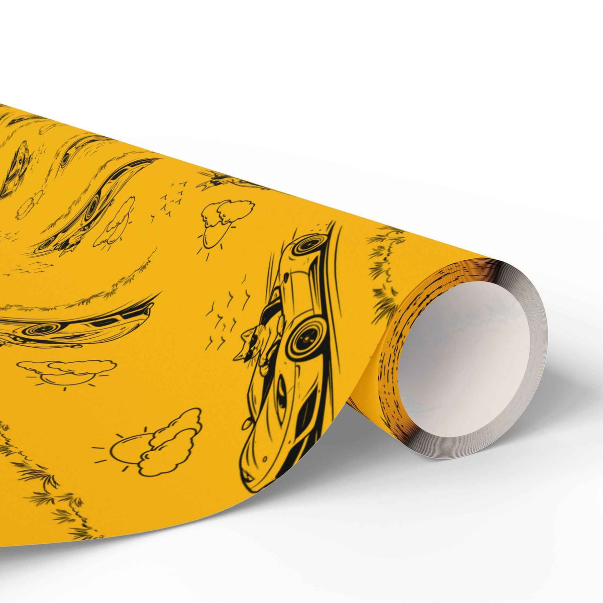 Zoomies Road Trip Cat Wrapping Paper – Golden Sketch Gift Wrap with Racing Cat Design - Gift Wrap, Paper - EpiAl's Shop